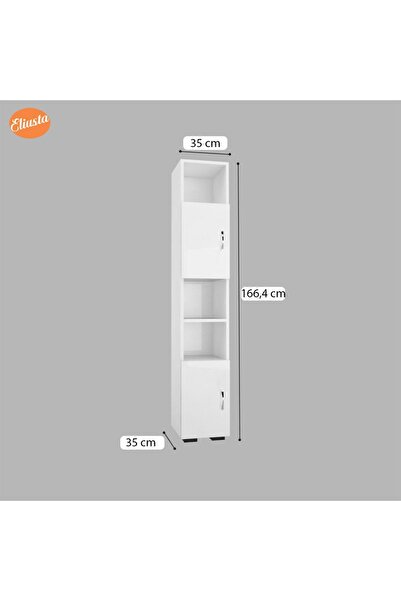 Modilayn 54 x 110 x 32 cm Kiler Dolabı Ofis Dolabı Çok Amaçlı Ofis Dolabı 2 Kapaklı Banyo Dolabı