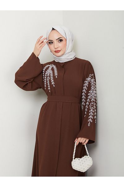 VOLT CLOTHİNG Rochie Abaya Ferace cu broderie frunze de damă