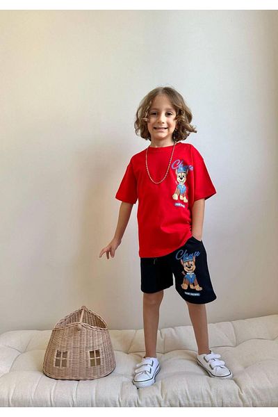YİGİT BUTİK Yigit Butik Printed Shorts Boys' Bottom Top Set