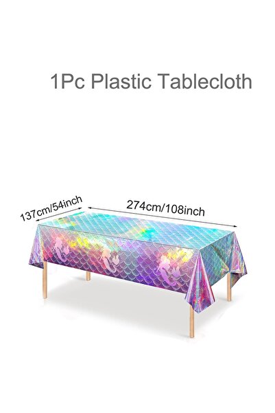 Choice مفارش طاولة بلاستيكية بتصميم حورية البحر، مقاس 137×274 سم، مفارش طاولة...