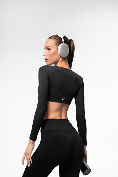 Umori Galacticaura Longsleeve Crop Top Inkfall Black