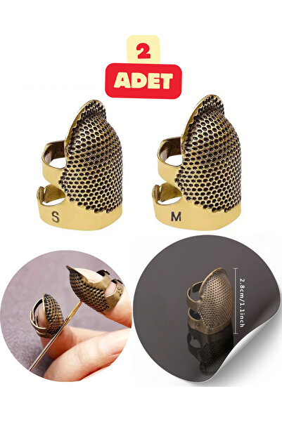 Kardelux Bakır Metal Dikiş Yüksüğü-Metal İğne Parmak Koruyucu 2 Adet