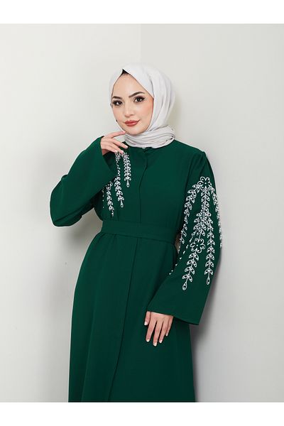 VOLT CLOTHİNG Дамска рокля Abaya Abaya с бродирани листа