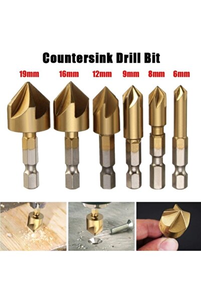 kölner Hss Pah Havşa Delik Açıcı Matkap Ucu 1/4 Hex Saplı Kesici Takım Pnömatik 6mm-19mm 6 Adet Set