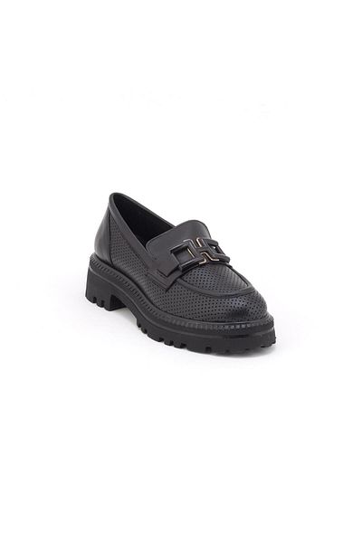 Venüs 2411530   Women's Genuine Leather Printed Buckle Thick Sole Loafer Shoes