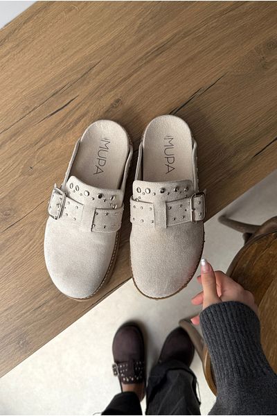 Mupa Shoes BEIGE SUEDE Women's Slippers