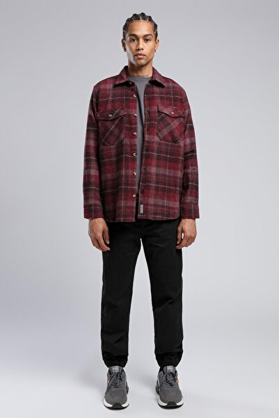 Lee Cooper Мъжка риза с дълъг ръкав Donas, бордо