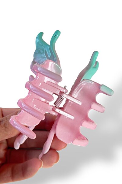 TAKIŞTIR Cataramă cu clemă în formă de fluture de culoare turcoaz și roz