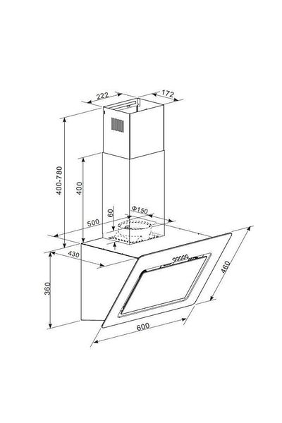Heinner Heinner DCH-650RGBK Decorative Built-in Hood, 1 Motor, Black