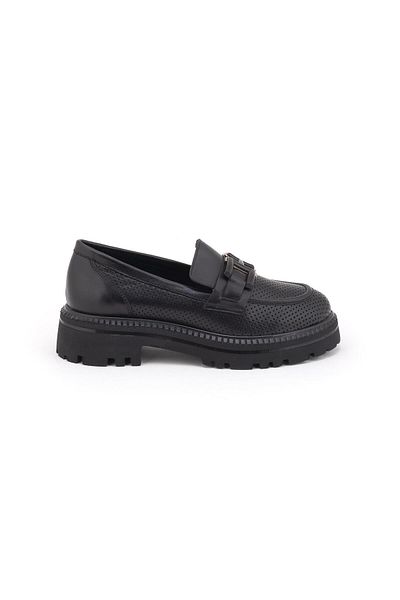 Venüs 2411530   Women's Genuine Leather Printed Buckle Thick Sole Loafer Shoes