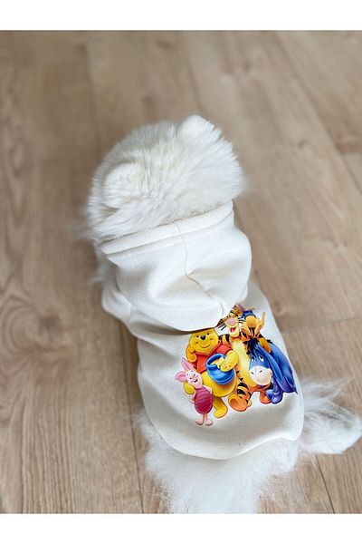 PATİBÖR White Printed Dog Sweatshirt