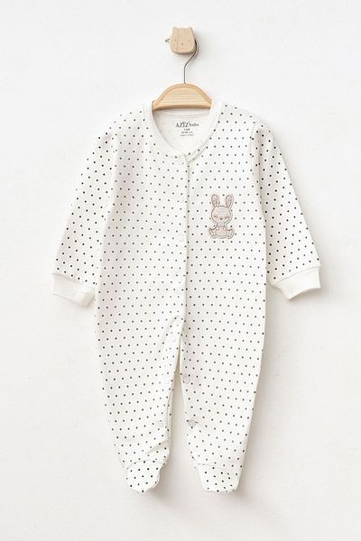 Aziz Bebe Baby Girl Snap Fastener Patterned Booties Jumpsuit 0 Month 6 Month