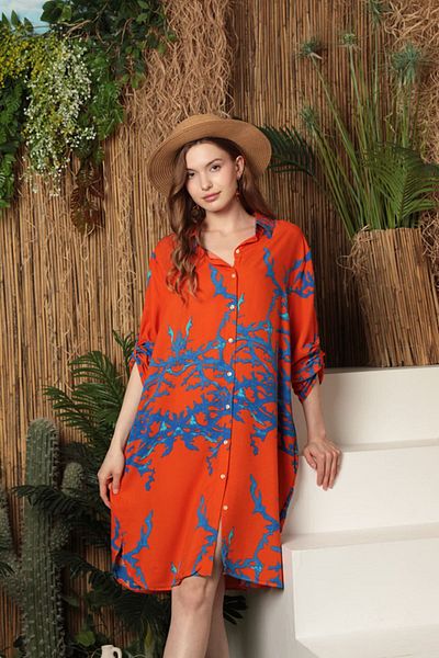 Lina Life Patterned Viscose Women's Shirt Dress