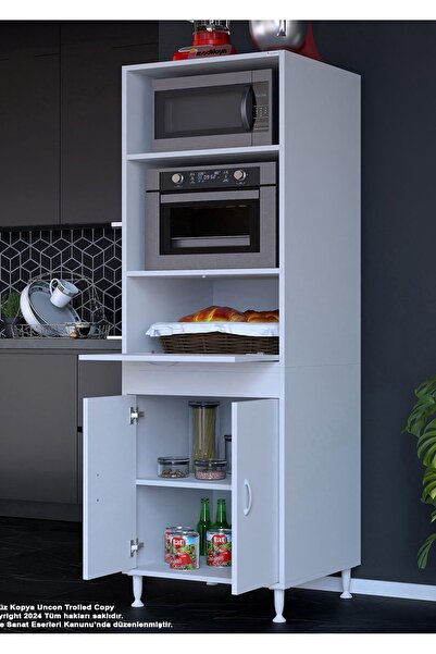 Modilayn Elit Silva 2 Kapaklı 59,6 x 192,2 x 56 cm Mini Fırın Mikrodalga Dolabı Çok Amaçlı Mutfak Dolabı