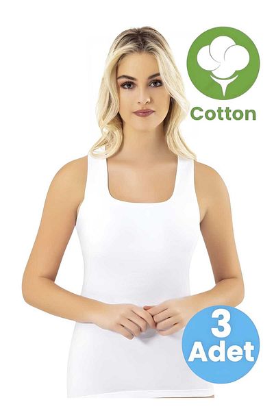 Tezzgelsin Women's 3-Pack Wide Strap Square Neck Cotton Tank Top