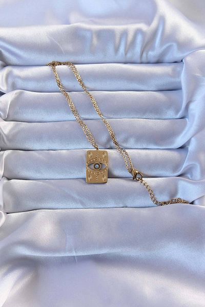 Skygo 316L Gold Color Embroidered Evil Eye Vintage Necklace - Tj-Bko9266