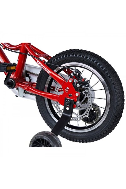 KidsCare Children's bicycle for 3-6 years, 14 inch wheels, with training wheels and disc brakes, red