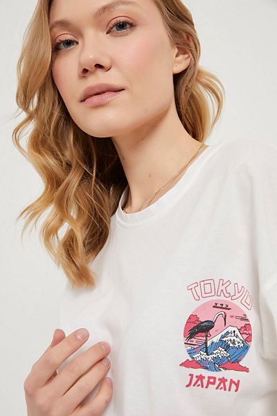 Arma Life Women's Tokyo Front Back Printed Oversize Ecru T-Shirt