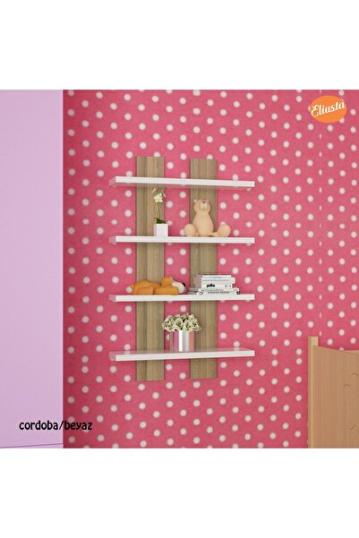 Modilayn Dort Raflı Duvar Unitesi Ofis Dort Lu Kitaplık Salon Duvar Rafı