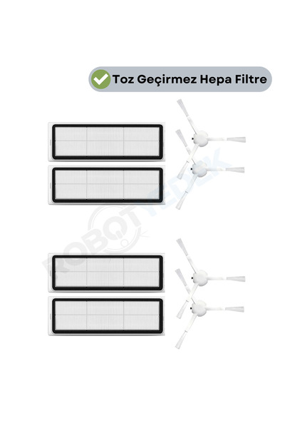 robotyedek Dreame Bot D10 Plus - فلتر Hepa بديل متوافق مع 8 قطع وفرشاة جانبية