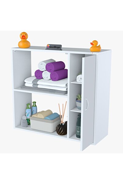 Modilayn Urla Banyo Dolabı Çok Amaçlı Dolap 90 x 85 x 32 cm Asma Banyo Dolabı Makina Üstü Dolap