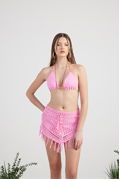 HOLLY LOLLY Patterned Tie-Up Summer Top and Bottom Chacha Knitwear Set Pink