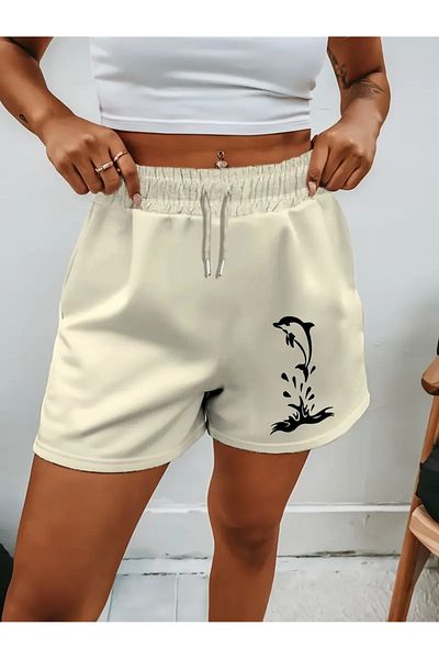 DAXİS Sportwear Company Women's Relaxed Cut Printed Combed Cotton Shorts