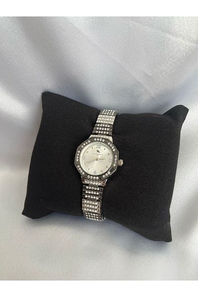 QUARTZ Black Silver Double Color Stylish Vintage Women's Watch