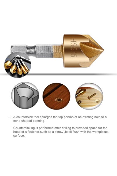 kölner Hss Pah Havşa Delik Açıcı Matkap Ucu 1/4 Hex Saplı Kesici Takım Pnömatik 6mm-19mm 6 Adet Set