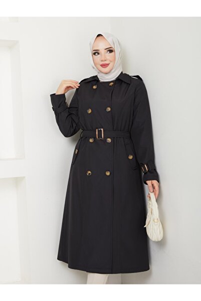 Dabenti women style Kadın Kemerli Büyük Beden Uzun Trençkot