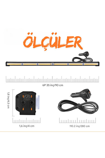 BARCAR Turuncu Tepe Çakar Bar Led 90cm 12-24v Off Road Çekici Traktör İkaz Lambası Çakar 15 Modlu