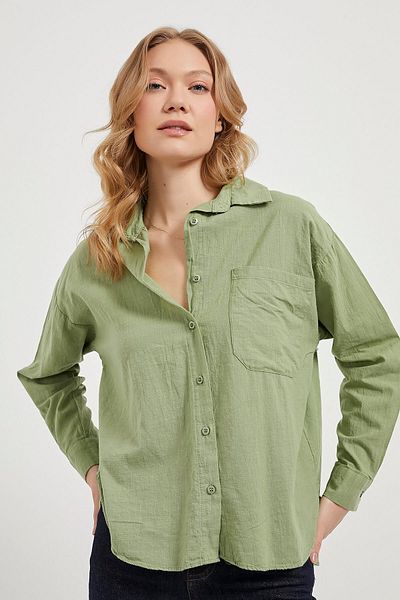Arma Life Cămașă verde oversize cu mânecă lungă pentru femei, cu buzunare