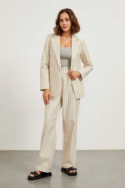 Arma Life Γυναικείο σακάκι με ρίγες Basic Ecru Blazer