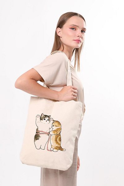 Çınar Bez Çanta Geantă tote imprimată Canvas Cats Size