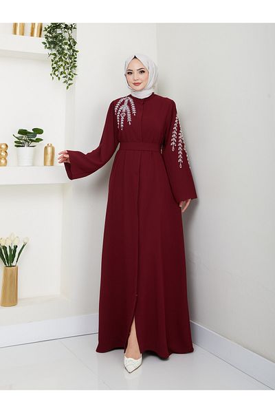 VOLT CLOTHİNG Rochie Abaya Ferace cu broderie frunze de damă