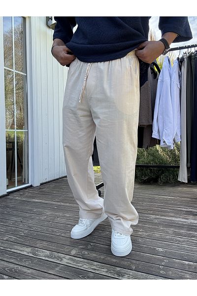 BYBASICMAN Beige Cotton Baggy Trousers Ke-7011