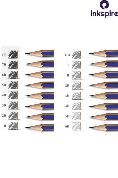 inkspire 3B Art Pencil Graded Pencil 2Pcs Technical Drawing Pencil Numbered Black Pencil Lead Sketching Pencil Set