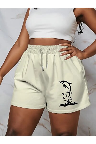 DAXİS Sportwear Company KADIN Rahat Kesim Baskılı Penye Şort