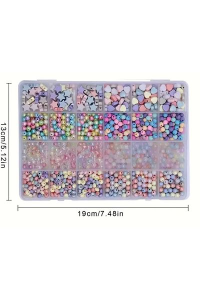 yiğit aksesuar Transparent Beads Heart Star Acrylic Beads Jewelry Necklace Earrings Bracelet Making Set