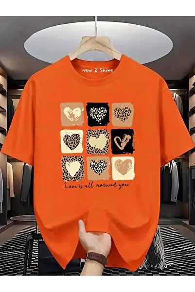 New Shine При покупці 6 і більше товарів в кошику 1 футболка в подарунок - Футболка Oversize з принтом серця