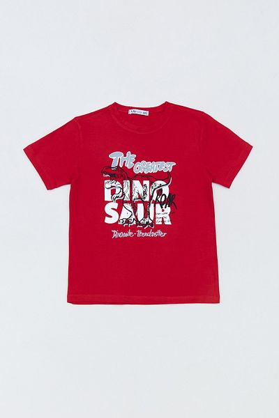 Fulla Moda 100% Cotton Dinosaur Printed Boys' T-Shirt