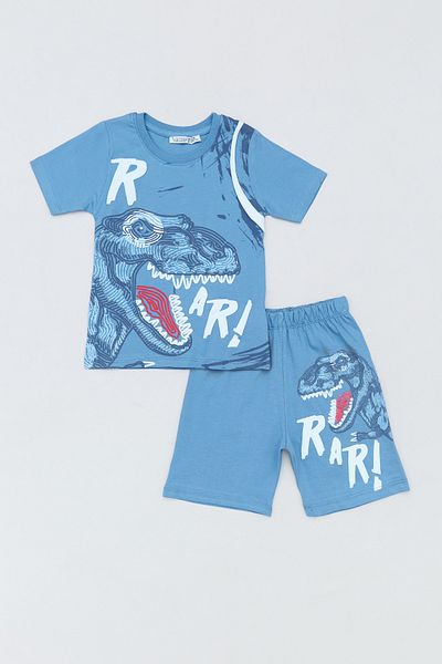 Fulla Moda Set de 2 pantaloni scurți pentru băieți cu imprimeu în relief de dinozaur