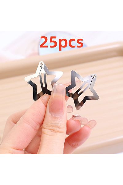 Choice 25pcs 2-50Pcs Star Hair Clips for Girls Filigree Star Metal Snap Clip Hairpins Barrettes Fahsion Bob