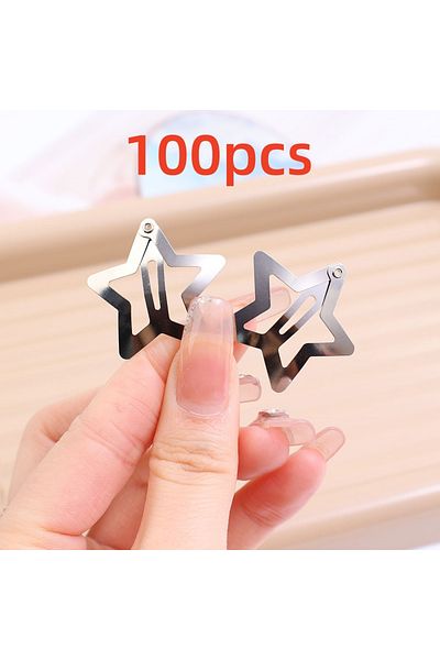 Choice 100pcs 2-50Pcs Star Hair Clips for Girls Filigree Star Metal Snap Clip Hairpins Barrettes Fahsion Bo