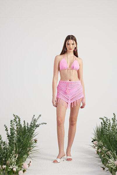 HOLLY LOLLY Patterned Tie-Up Summer Top and Bottom Chacha Knitwear Set Pink