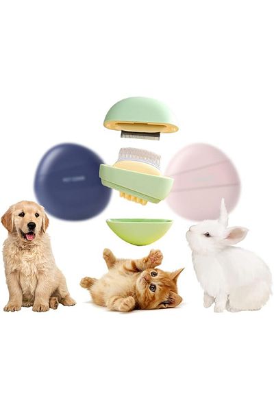 TechTic Cat Grooming Kit Bath Brush Pet Cleaning Kit Massage Comb Travel Set(Three Colors)