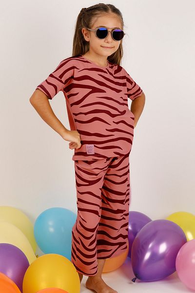 HÇM Zebra Printed Girl's Capri Suit - A83