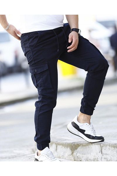 SERAZAT Men's Cargo Pocket Pants Elastic Joger Pants