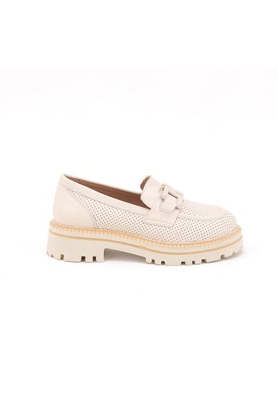 Venüs 2411530   Women's Genuine Leather Printed Buckle Thick Sole Loafer Shoes
