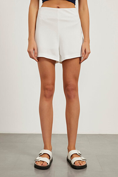 Arma Life Γυναικείο φαρδύ λευκό μίνι σορτς με ψηλόμεσο παντελόνι